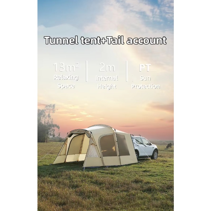 Outdoor Camping Car Tail Tent - เต็นท์ท้ายรถแบบกันน้ำสำหรับตั้งแคมป์กลางแจ้ง ผลิตตามสั่งจากโรงงาน เต็นท์ท้ายรถแบบพกพา ขยายได้ ใช้งานง่าย