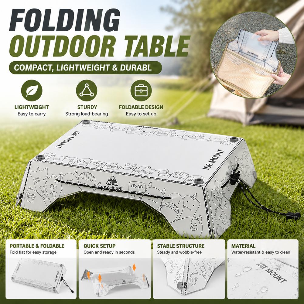 Outdoor Camping Table With Storage - โต๊ะพับได้อเนกประสงค์แบบพกพา PP น้ำหนักเบา โต๊ะปิกนิก โต๊ะเดินทาง โต๊ะรถบ้าน