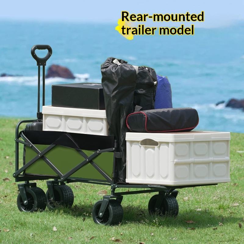 Outdoor Camping Table Foldable - รถเข็นอเนกประสงค์แบบพับได้ 4 ล้อ สำหรับแคมป์ปิ้ง รับน้ำหนักได้ 175