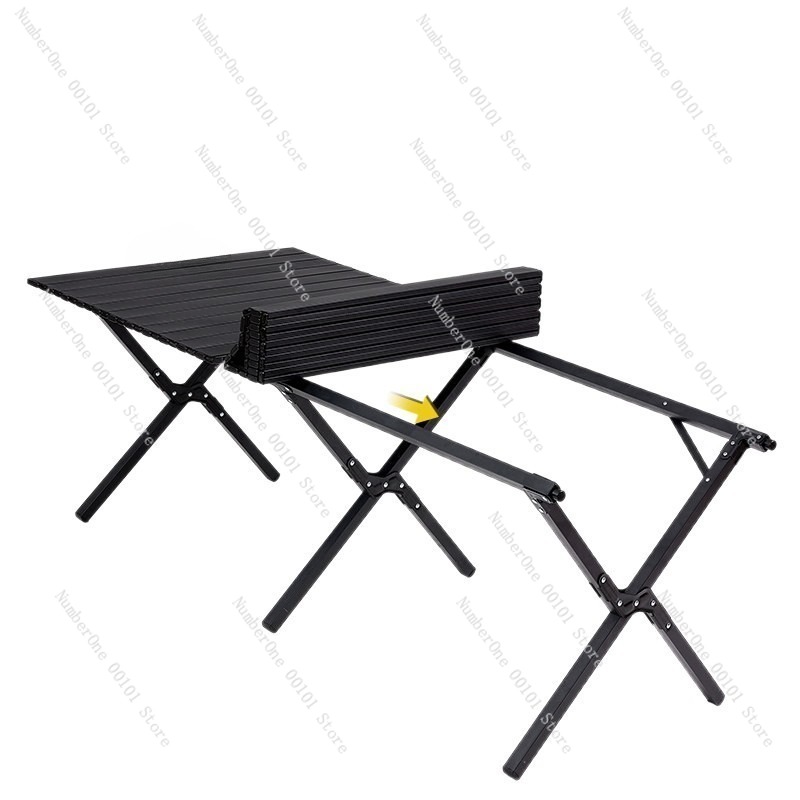 Outdoor Camping Table And Chairs - ชุดโต๊ะและเก้าอี้พับได้สำหรับตั้งแคมป์กลางแจ้งแบบพกพา โต๊ะปิกนิกแบบม้วนเก็บได้ โต๊ะน้ำชา โต๊ะอลูมิเนียมอัลลอยน้ำหนักเบาแบบพกพา