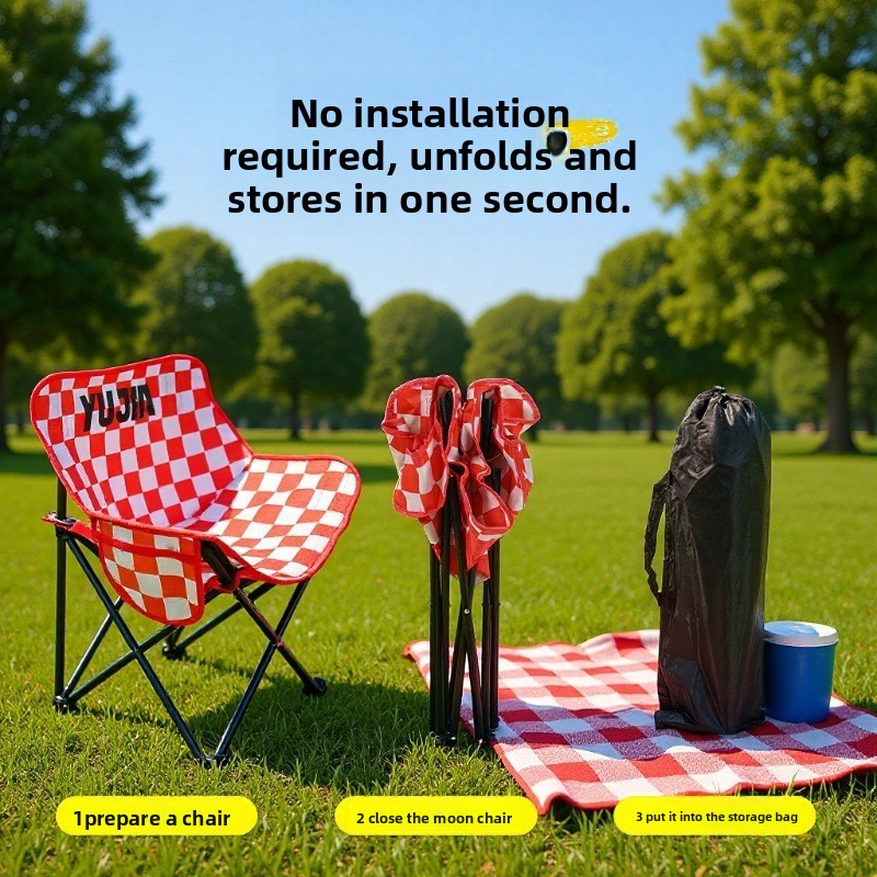 Outdoor Camping Table And Chairs - เก้าอี้พับกลางแจ้ง เก้าอี้แคมป์ปิ้งแบบพกพา เก้าอี้ชายหาด เก้าอี้ปิคนิคที่สะดวกสบาย เก้าอี้เก็บของแบบพกพา