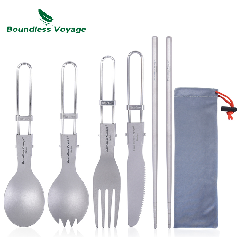 Outdoor Y Camping - Boundless Voyage Titanium Camping ช้อนส้อมพับช้อน Spork
