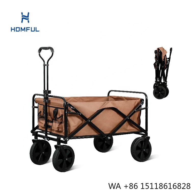 Outdoor Camping Set - รถเข็นตกปลา HOMFUL แบบพับได้ รถเข็นแคมป์ปิ้ง รถเข็นชายหาดสำหรับทราย ล้อใหญ่