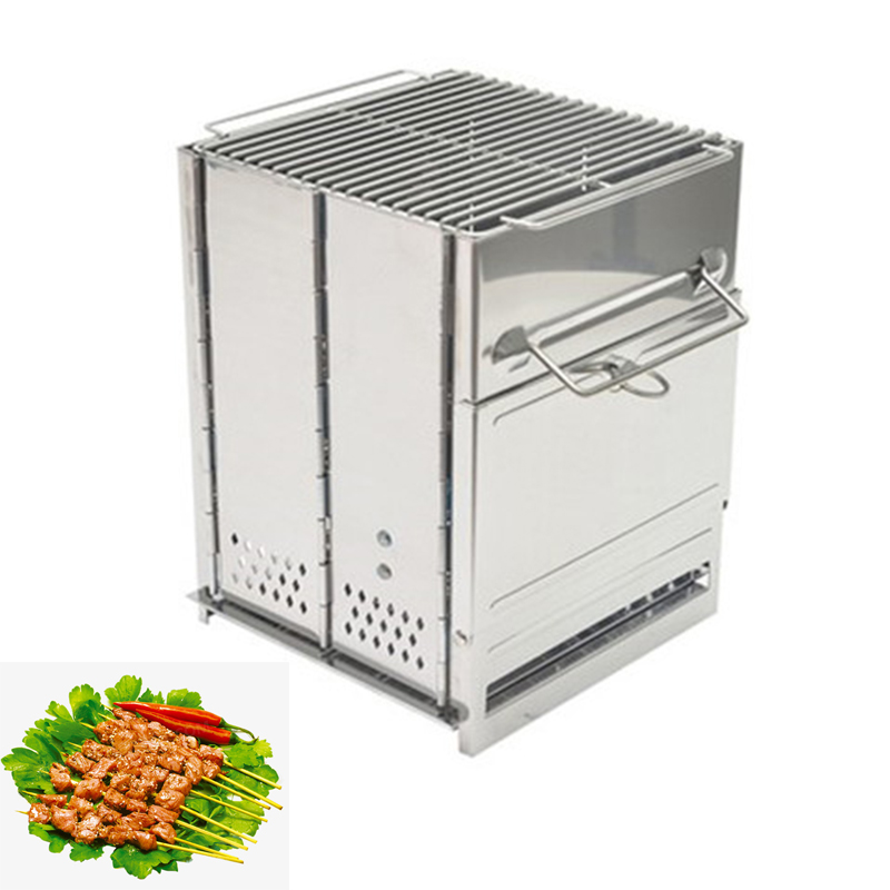 Outdoor Camping Wood Stove - เตาไม้สำหรับตั้งแคมป์กลางแจ้ง อุปกรณ์พกพาแบบถอดประกอบได้ เตาปิกนิก อุปกรณ์ทำอาหารข้ามพรมแดน