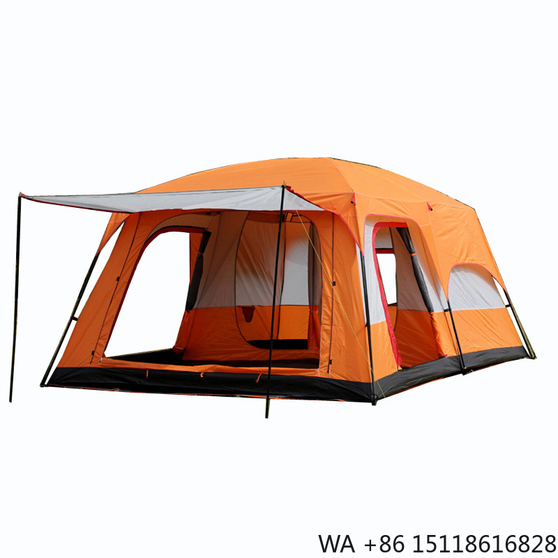 Outdoor Camping Set - เต็นท์แคมป์ปิ้งกลางแจ้งแบบสองห้องนอน ผ้าอ๊อกซ์ฟอร์ดกันน้ำ สำหรับใช้งานได้ทุกฤดู พื้นที่กว้างขวางพิเศษ สำหรับครอบครัว 8-12