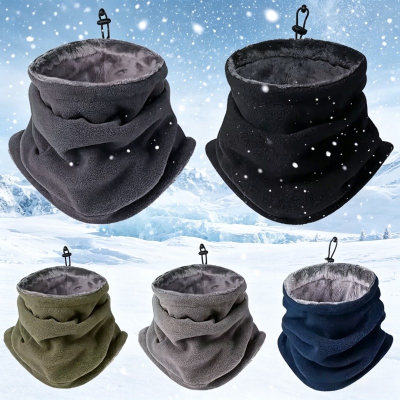 Outdoor Camping Winter - หน้ากากกันหนาวสำหรับขี่มอเตอร์ไซค์ ผ้าฟลีซสำหรับผู้ชายและผู้หญิง ผ้าพันคอป้องกันลมสำหรับกิจกรรมกลางแจ้ง ผ้าคลุมศีรษะสำหรับตั้งแคมป์ เดินป่า ปั่นจักรยาน
