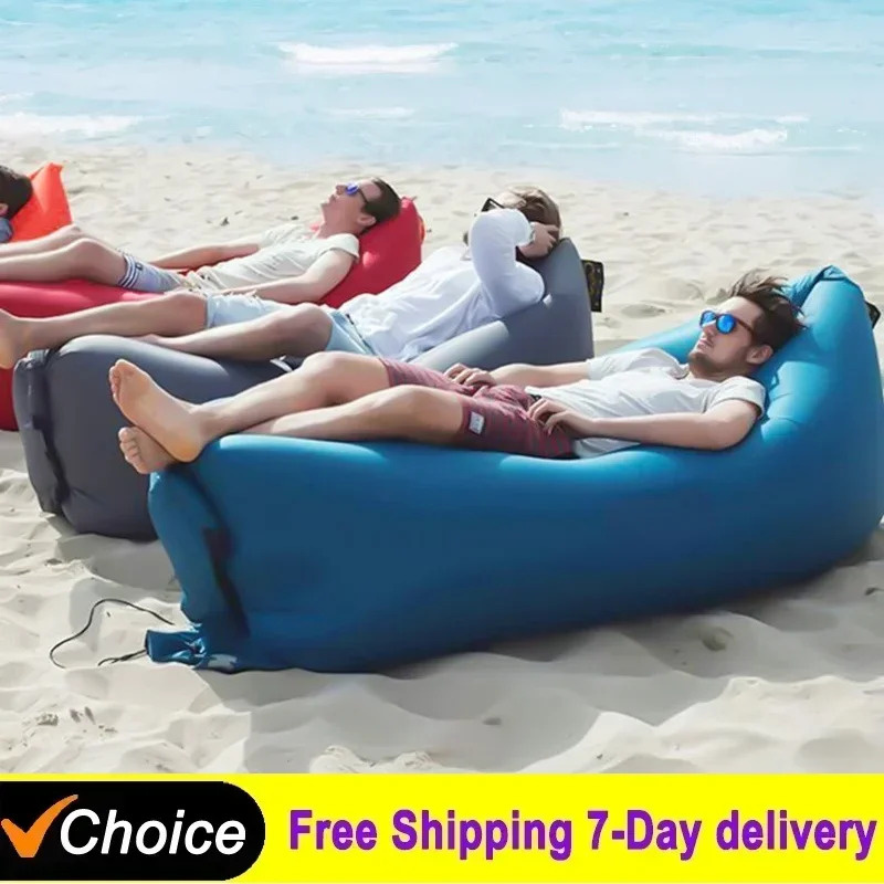Outdoor Camping Table And Chairs - โซฟาเป่าลมพกพาสำหรับใช้งานกลางแจ้ง เก้าอี้เป่าลม เบาะนอนเป่าลม กระเป๋าเป่าลม รูปทรงกล้วย เตียงแคมป์ปิ้ง