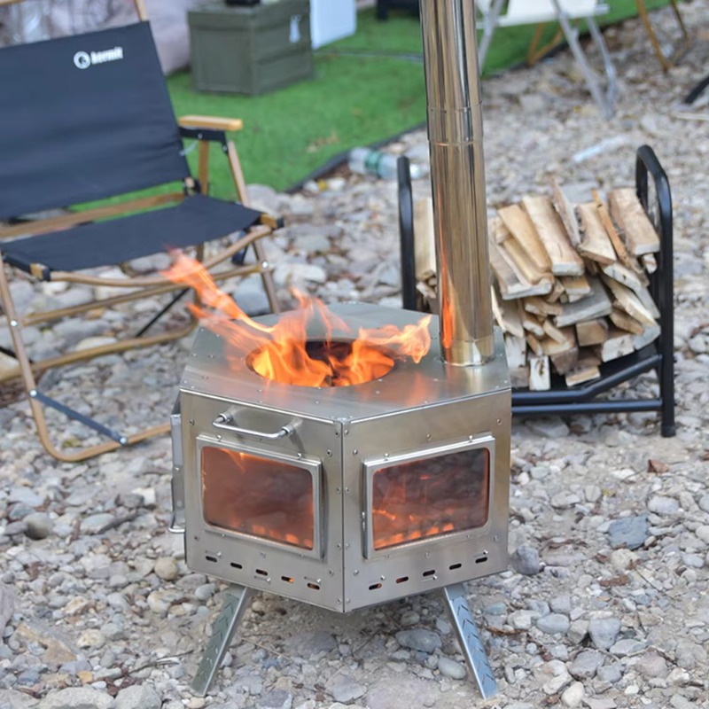 Outdoor Camping Wood Stove - 【ยอดนิยม】เตาพับได้อเนกประสงค์ สแตนเลส 15 ลิตร สำหรับทำอาหารกลางแจ้ง รูปทรงหกเหลี่ยม