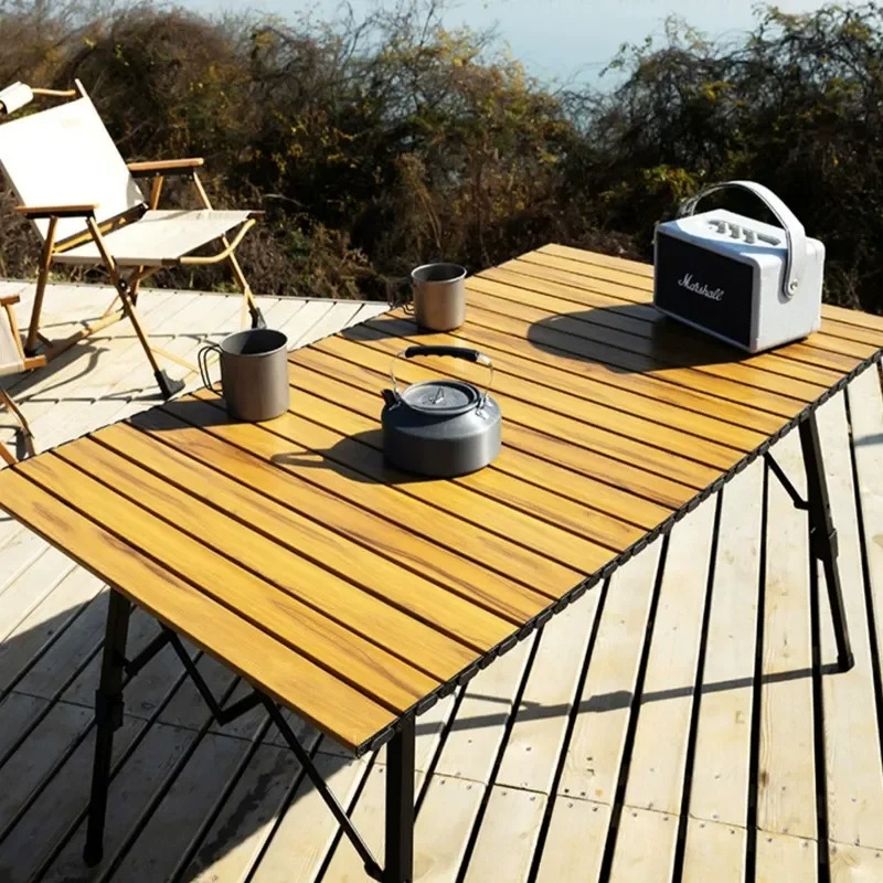 Outdoor Camping Table And Chairs - โต๊ะพับกลางแจ้งแบบขายส่ง โต๊ะพับอลูมิเนียมอัลลอยแบบม้วนเก็บได้ ชุดโต๊ะปิกนิกแบบพกพาพร้อมเก้าอี้ยกได้