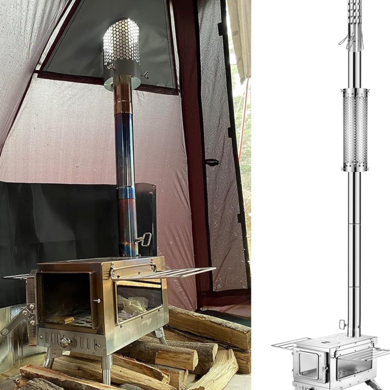 ท่อเตาแคมป์ปิ้งสแตนเลส ท่อปล่อ - Outdoor Camping Wood Stove บทวิจารณ์และราคา