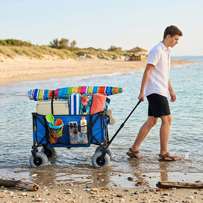 รถเข็นชายหาดโลหะพับได้ ล้อบอลล - Outdoor Camping Table Foldable บทวิจารณ์และราคา