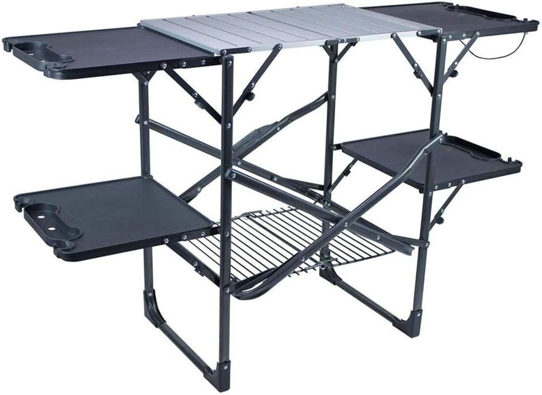 โต๊ะครัวพับได้แบบพกพาสำหรับตั้ - Outdoor Camping Table With Storage บทวิจารณ์และราคา