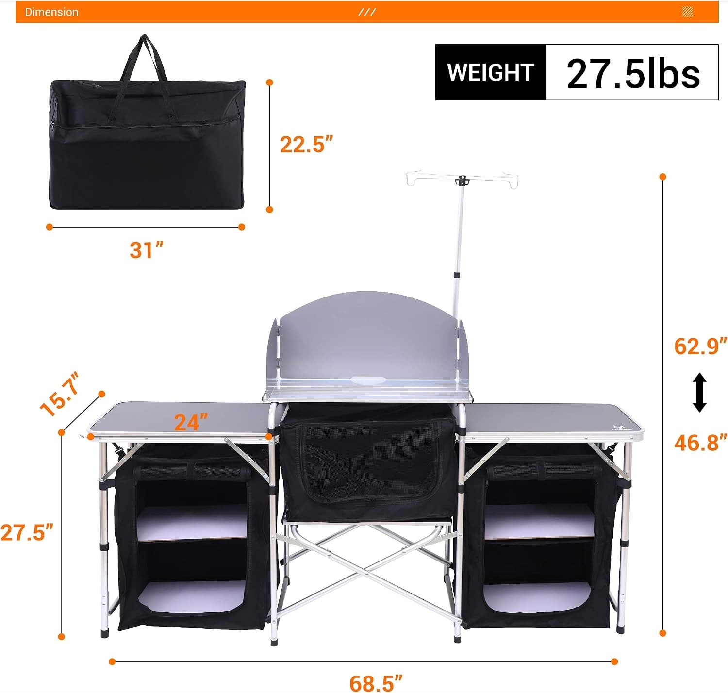 โต๊ะครัวพับได้สำหรับตั้งแคมป์  - Outdoor Camping Kitchen Setup บทวิจารณ์และราคา