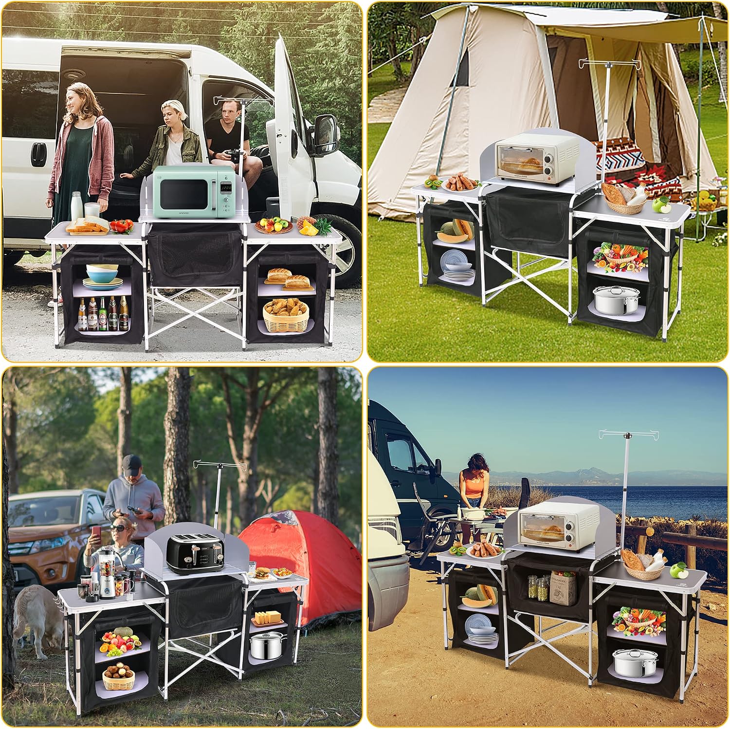 โต๊ะครัวพับได้สำหรับตั้งแคมป์  - Outdoor Camping Kitchen Setup บทวิจารณ์และราคา