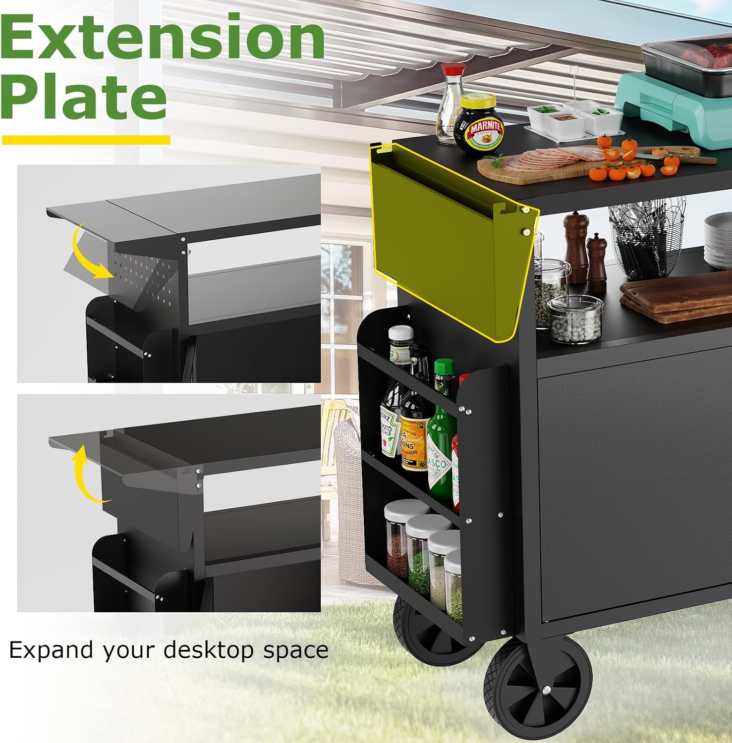รถเข็นปิ้งย่างกลางแจ้งพร้อมโต๊ - Outdoor Camping Table Foldable บทวิจารณ์และราคา