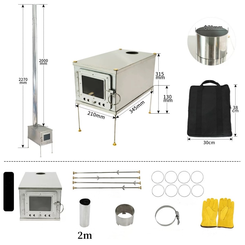เตาเต็นท์พับได้น้ำหนักเบาทำจาก - Outdoor Camping Wood Stove บทวิจารณ์และราคา