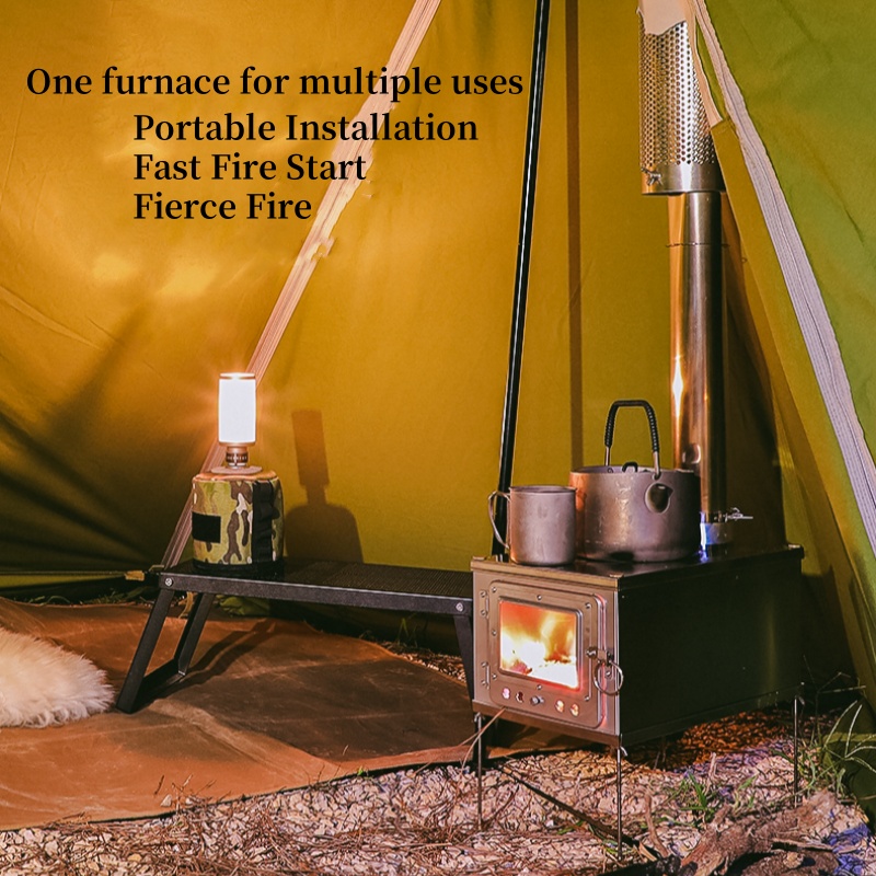เตาเต็นท์พับได้น้ำหนักเบาทำจาก - Outdoor Camping Wood Stove บทวิจารณ์และราคา