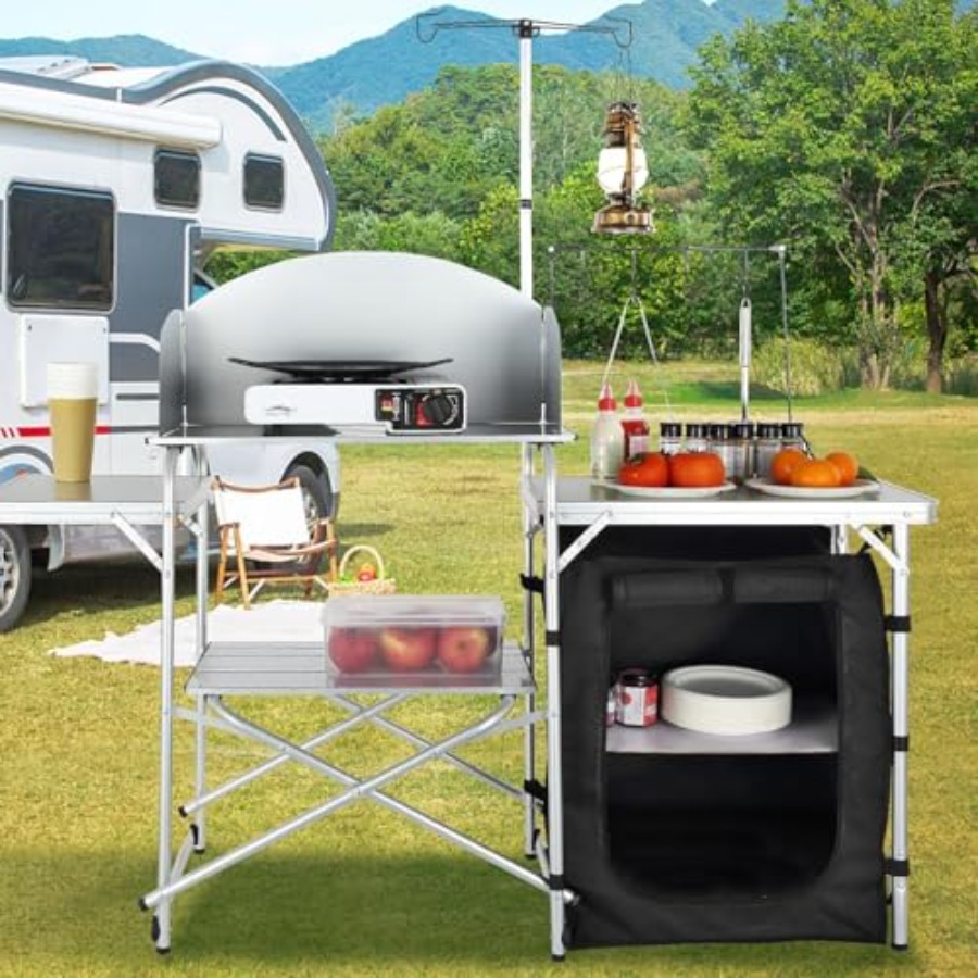 โต๊ะครัวแคมป์ปิ้งแบบพับได้ พร้ - Outdoor Camping Table With Storage บทวิจารณ์และราคา