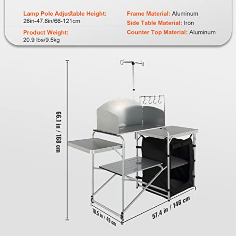โต๊ะครัวแคมป์ปิ้งแบบพับได้ พร้ - Outdoor Camping Table With Storage บทวิจารณ์และราคา