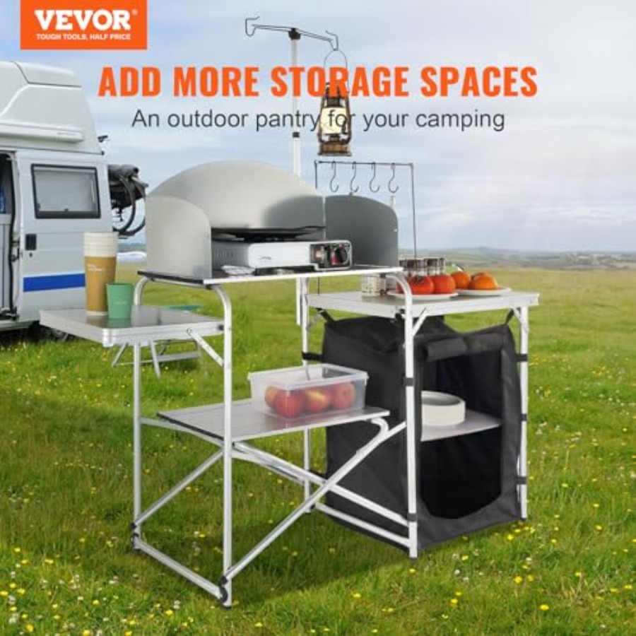 โต๊ะครัวแคมป์ปิ้งแบบพับได้ พร้ - Outdoor Camping Table With Storage บทวิจารณ์และราคา