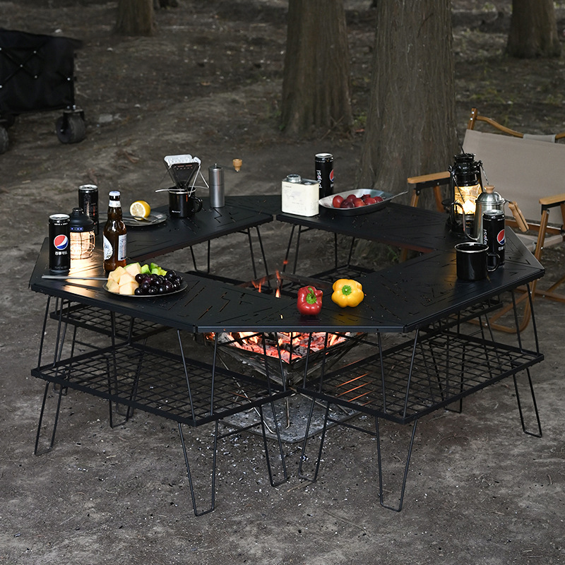โต๊ะบาร์บีคิวอเนกประสงค์กลางแจ - Outdoor Camping Table With Storage บทวิจารณ์และราคา