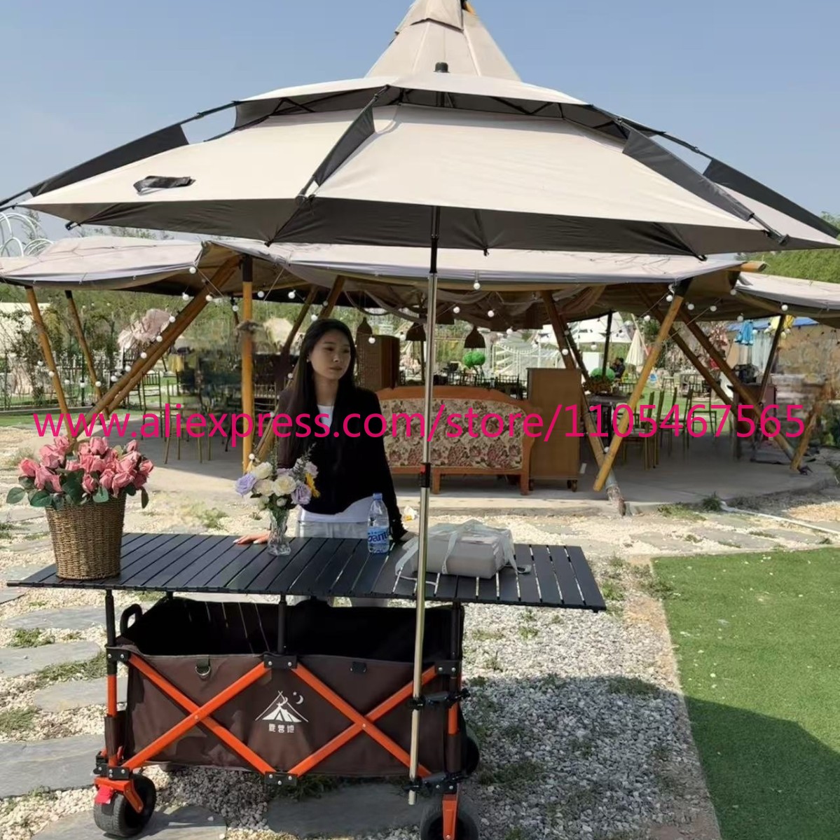 รถเข็นพับได้ขนาดใหญ่สำหรับแคมป - Outdoor Camping Table Foldable บทวิจารณ์และราคา