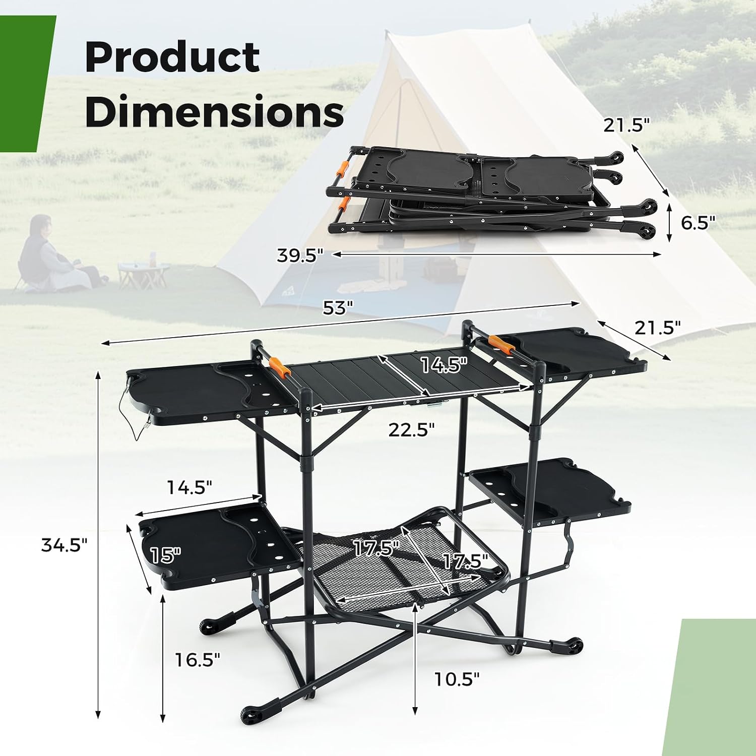 โต๊ะทำอาหารพับได้แบบพกพาสำหรับ - Outdoor Camping Kitchen Setup บทวิจารณ์และราคา