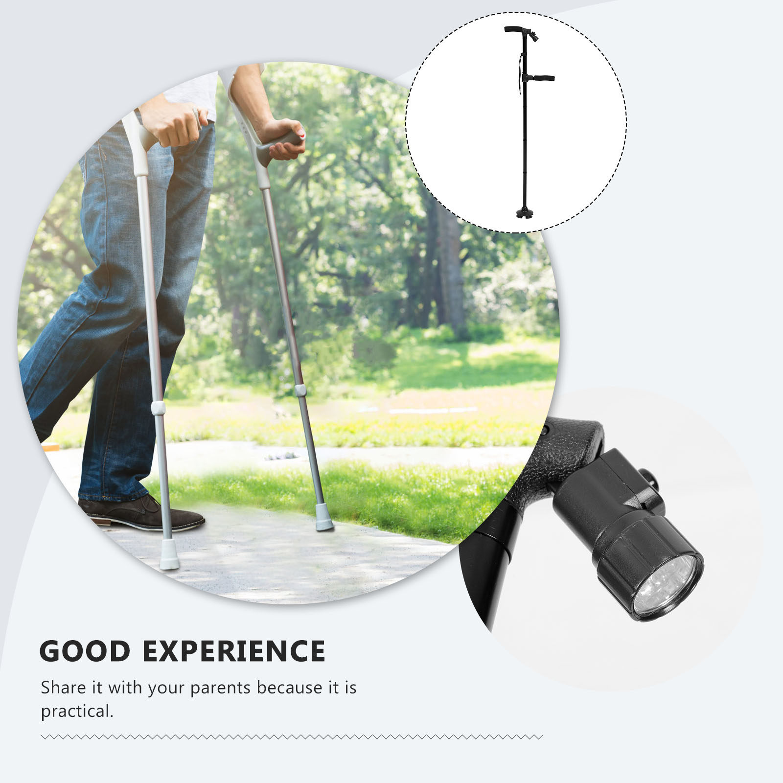 ไม้เท้าพับได้พร้อมไฟ LED ปรับร - Trekking Poles บทวิจารณ์และราคา