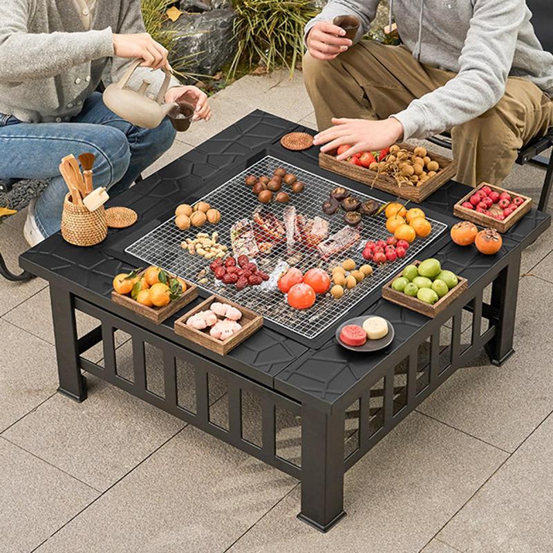 Camping เตาฟืน Square Fire Pit - Outdoor Camping Wood Stove บทวิจารณ์และราคา