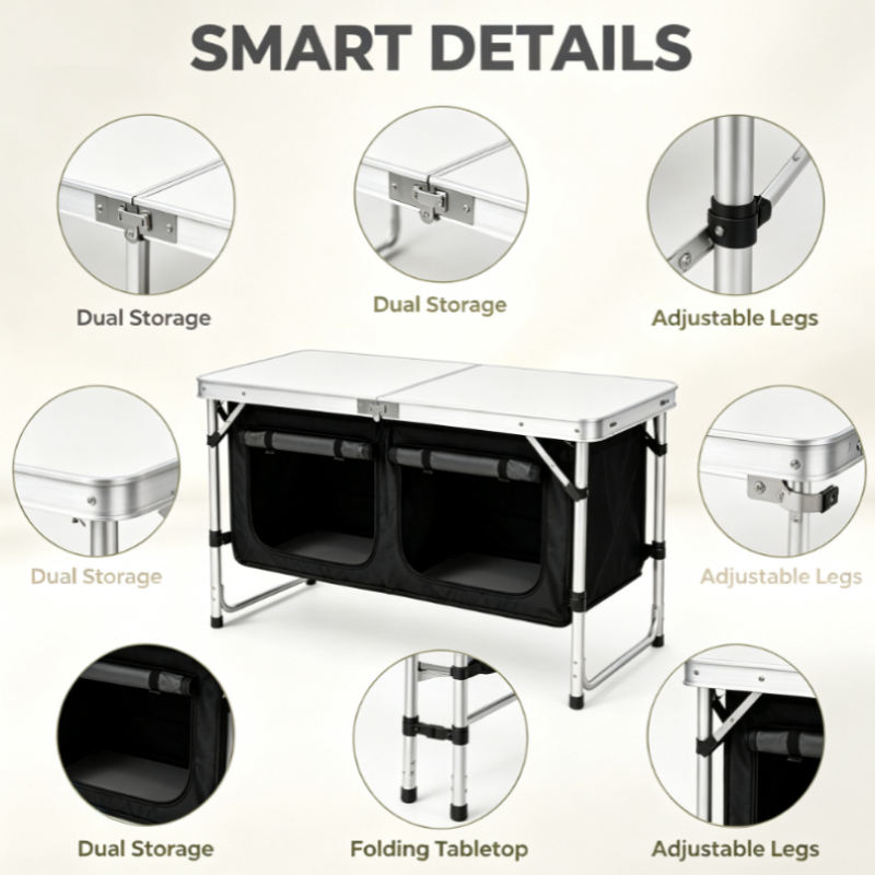 โต๊ะพับสำหรับตั้งแคมป์ทำจากอะล - Outdoor Camping Kitchen Setup บทวิจารณ์และราคา