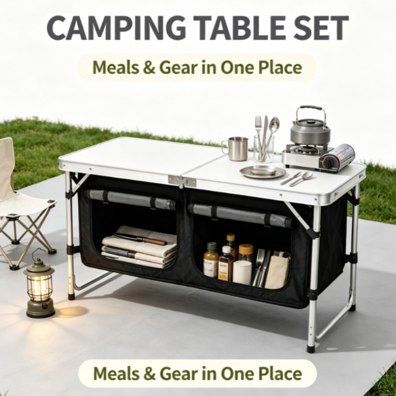 โต๊ะพับสำหรับตั้งแคมป์ทำจากอะล - Outdoor Camping Kitchen Setup บทวิจารณ์และราคา