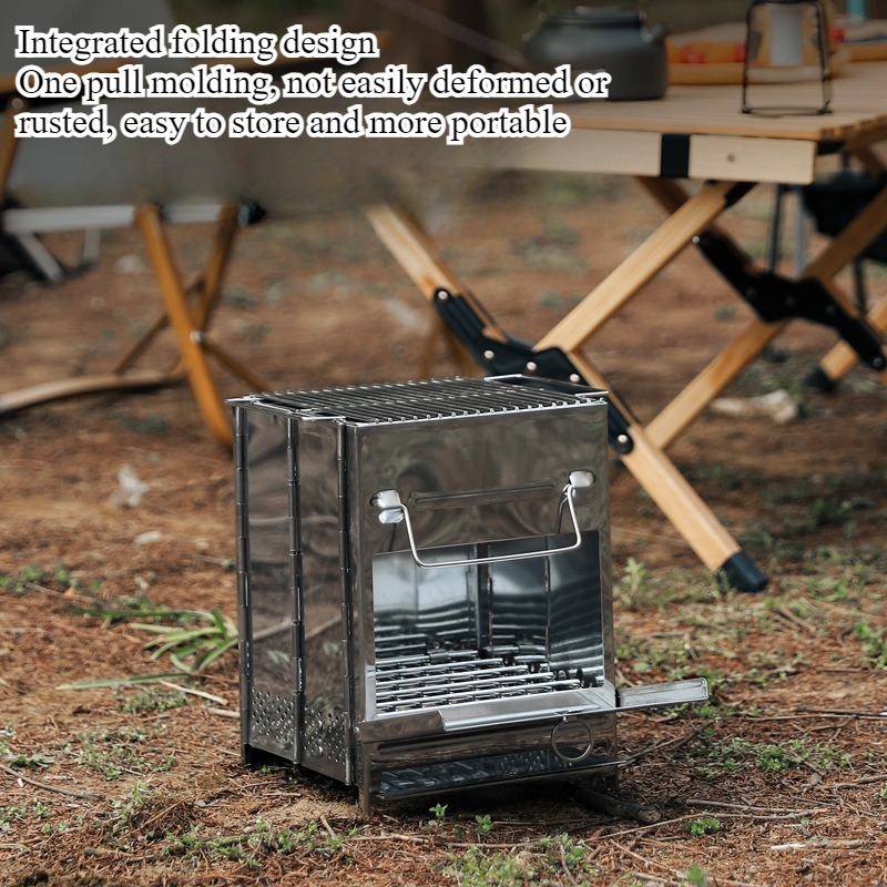 เตาบาร์บีคิวสแตนเลสแบบพับได้ น - Outdoor Camping Wood Stove บทวิจารณ์และราคา