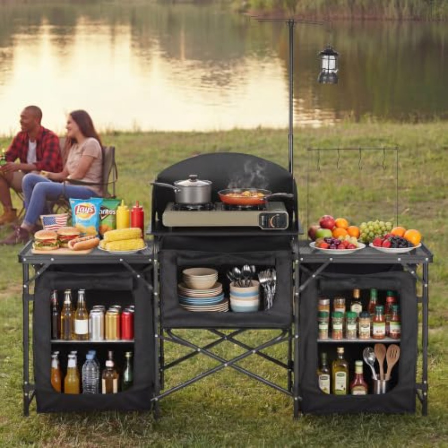 โต๊ะพับสำหรับตั้งแคมป์, โต๊ะพก - Outdoor Camping Kitchen Setup บทวิจารณ์และราคา