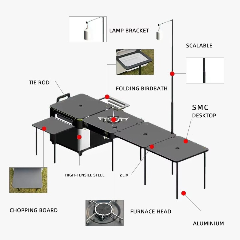 กล่องครัวพกพาคุณภาพสูงสำหรับตั - Outdoor Camping Table Foldable บทวิจารณ์และราคา