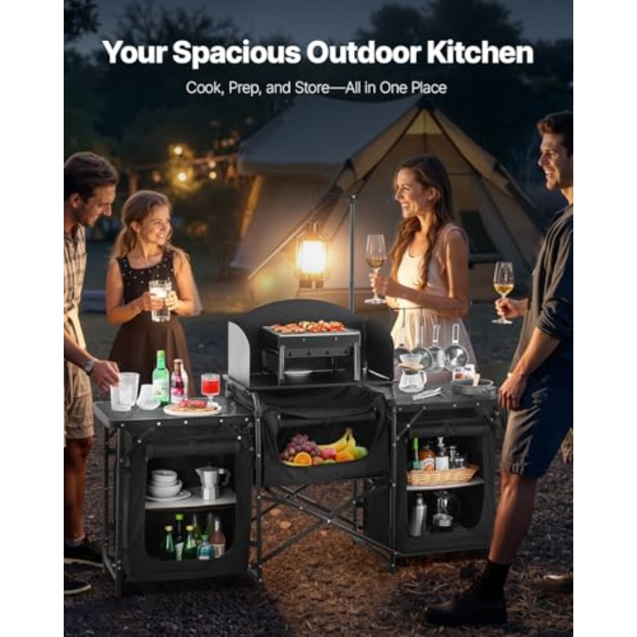 โต๊ะครัวแคมป์ปิ้ง, โต๊ะทำอาหาร - Outdoor Camping Table With Storage บทวิจารณ์และราคา