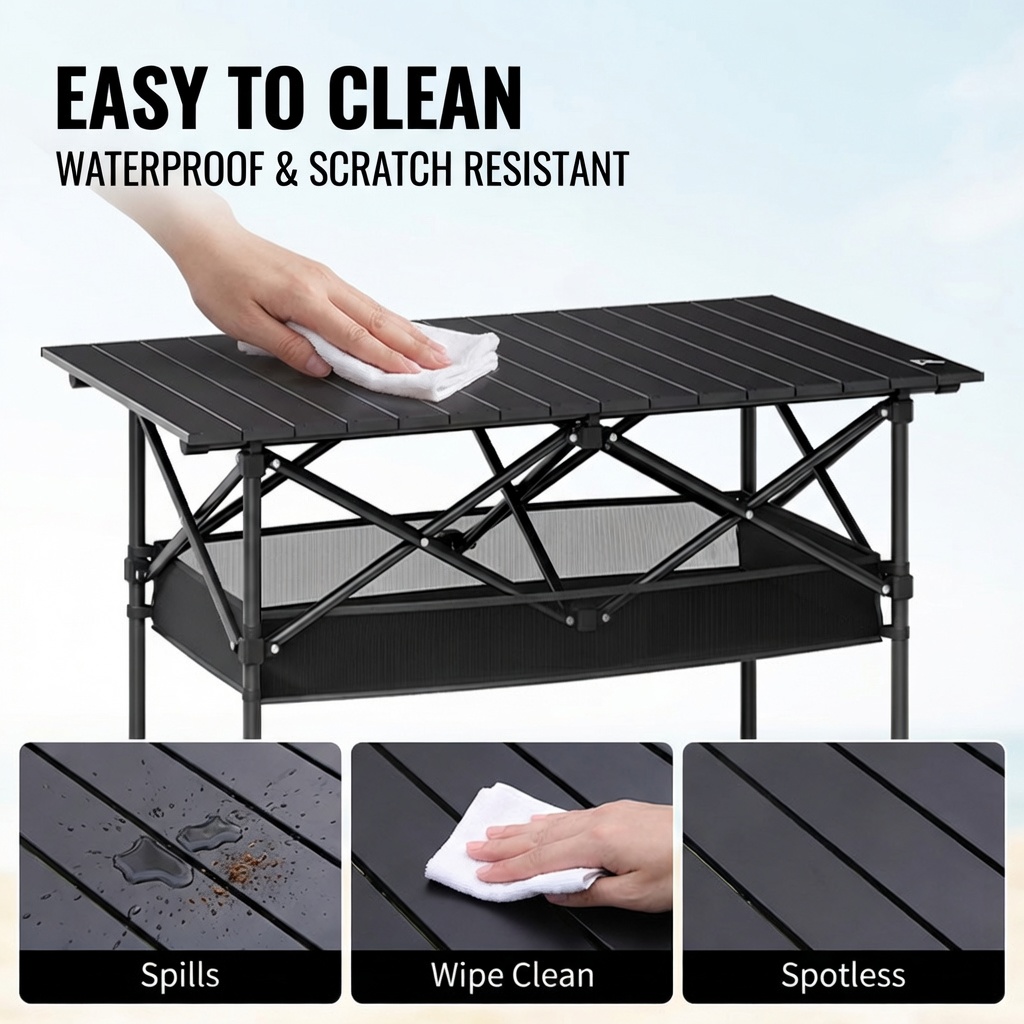 โต๊ะพับได้แบบพกพาสำหรับใช้งานก - Outdoor Camping Table With Storage บทวิจารณ์และราคา