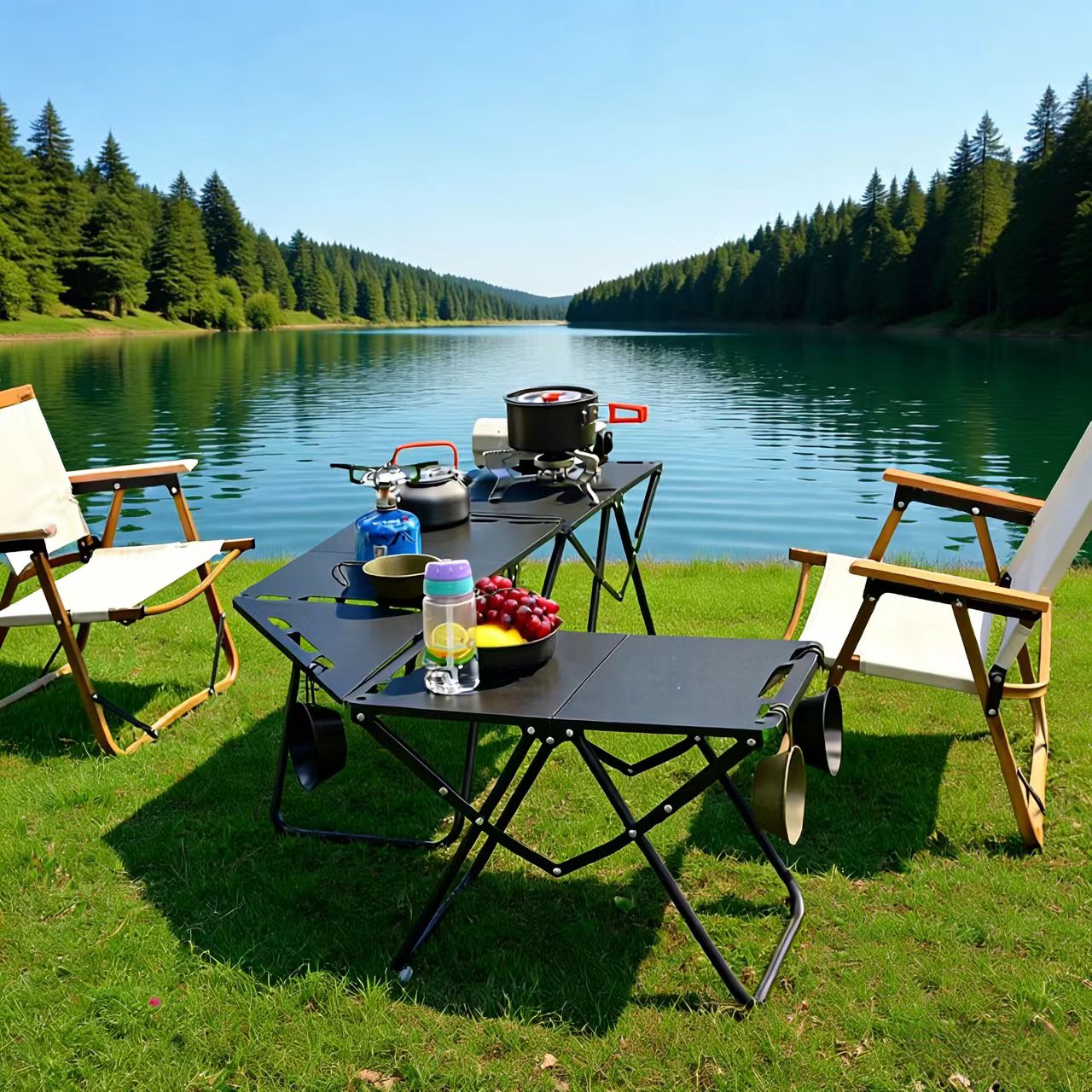 โต๊ะพับเหล็กคาร์บอน IGT แบบพกพ - Outdoor Camping Kitchen Setup บทวิจารณ์และราคา